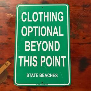 Tin CLOTHING OPTIONAL Nude Beach Sign Funny Pool/Spa/Hot Tub Tiki Bar Wall Decor